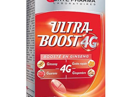 Forté Pharma - Ultra Boost 4G, Suplemento de alimentos de refuerzo de energía, Ginseng, Guarana, Royal Jelly, Ginger + Caffeine y Acerola, 30 tabletas Embalaje Deteriorado For Discount