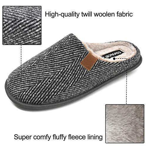 Coface Zapatillas de Estar en Casa Hombre Tartán Invierno Cálido Forro de Felpa Pantuflas Alta Densidad Espuma de Memoria Zapatos con Antideslizante Suela 45 EU Gris Paño de Lana Online