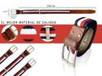 Legado Cinturon hombre y pulsera bandera España, cinturon elastico con cuero marron, piel de Ubrique como nuestras carteras y accesorios. (Marino Rojo Blanco) Reacondicionado on Sale